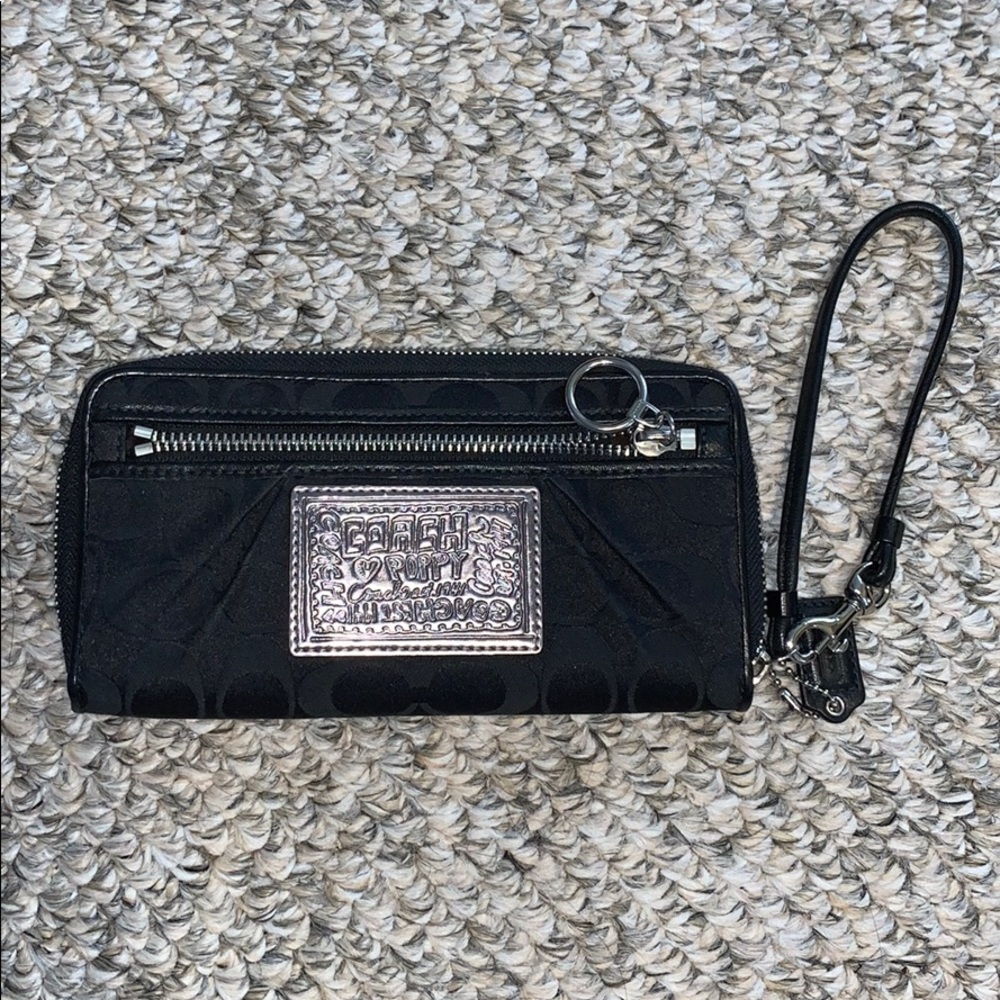 COACH black wristlet